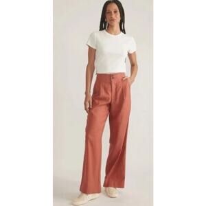 Marine Layer Flora High Waisted wide leg Trouser Pants, henna, size 2, MSRP $138